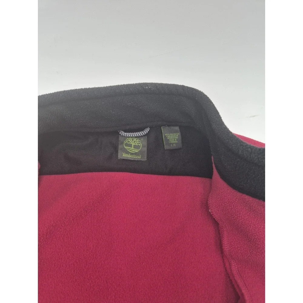 Timberland Fleece Vest Full Zip Mock Neck Sleeveless Jacket Red Mens Size large
